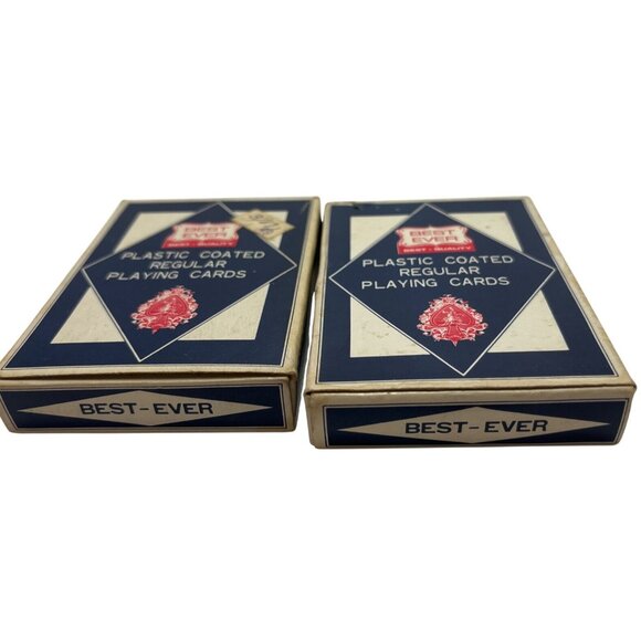 Vintage Best-Ever Plastic Coated Playing Cards Set Of 2 A64 - Picture 4 of 4